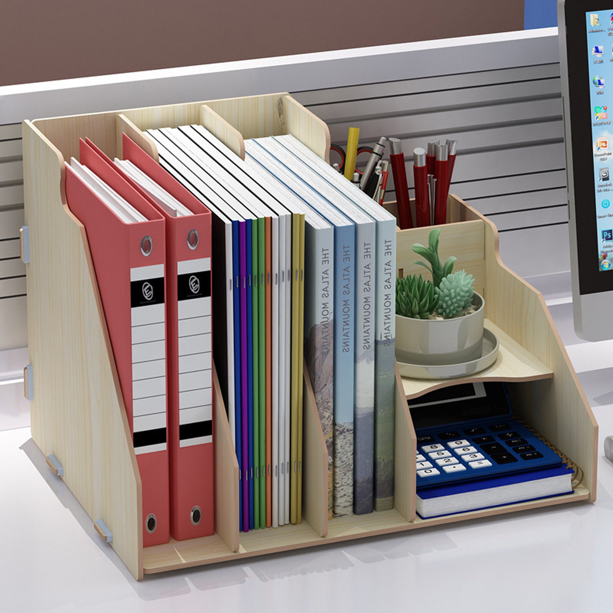 Organizador de escritorio con cajón revista File Book Holder Etsy