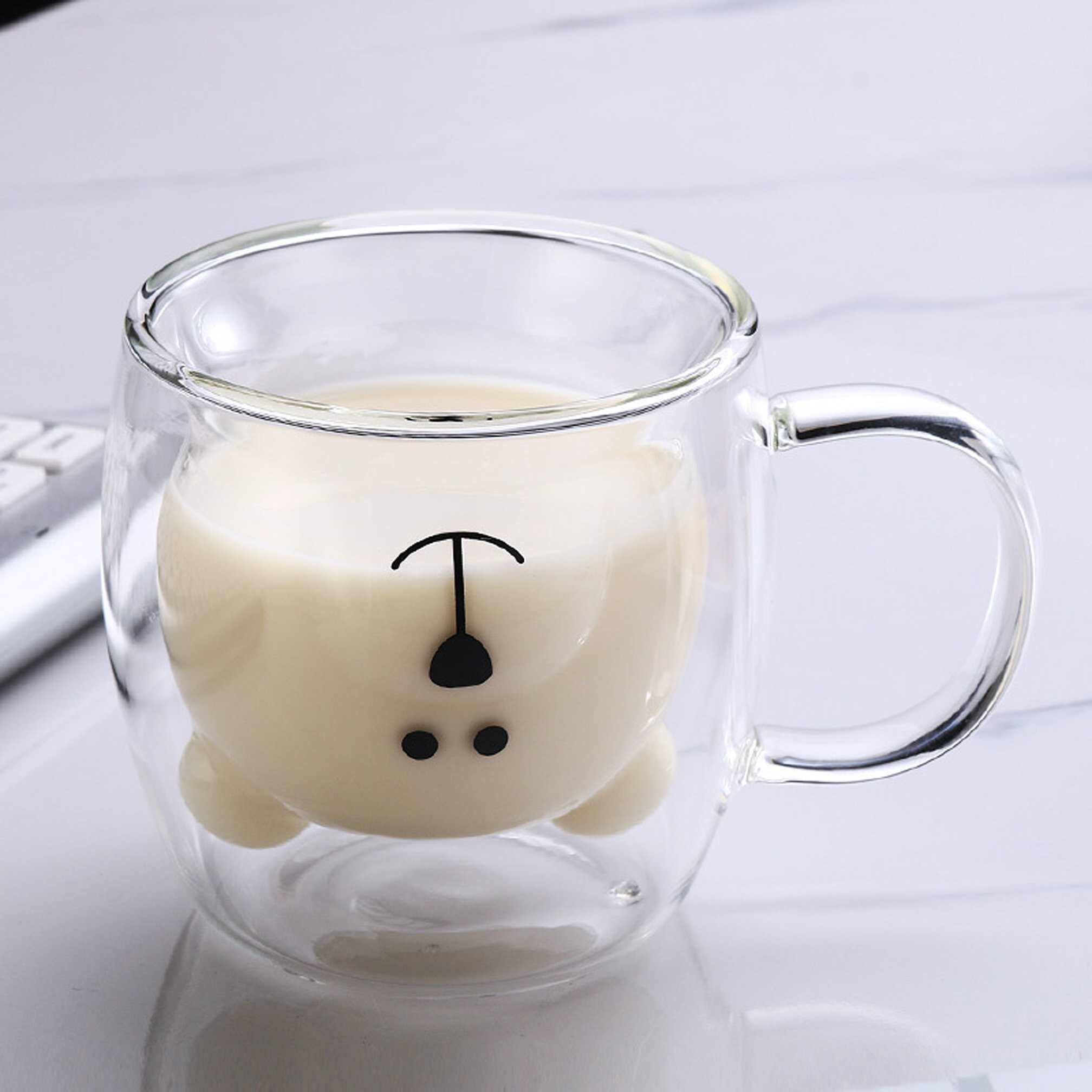 Cute Bear Double Wall Insulated Glass Espresso Cup Milk Tea Etsy