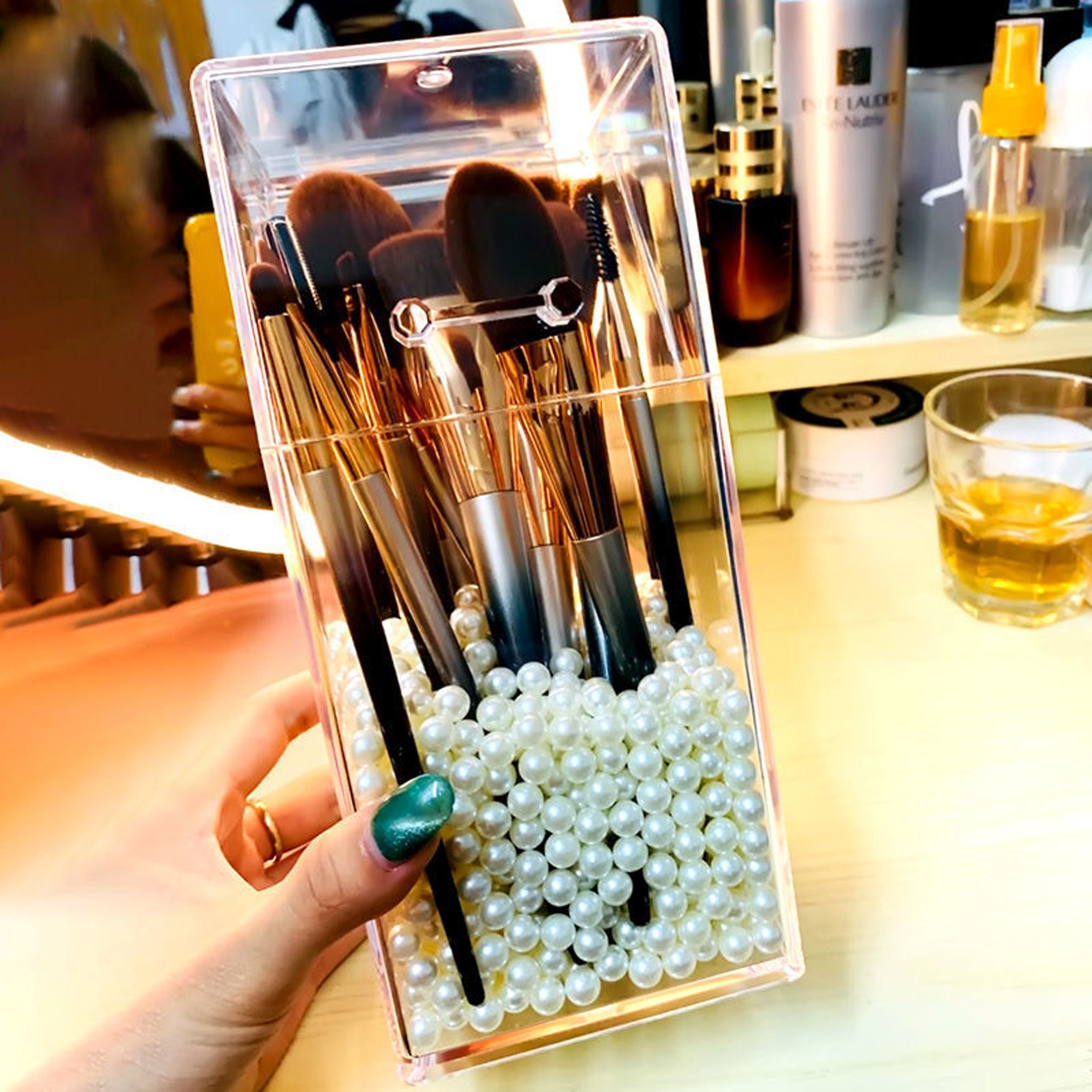 Makeup Brush Holder with Lid Clear Cosmetic Makeup Organizer Etsy