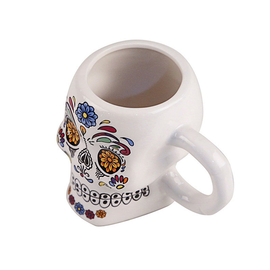 Colorful Day of The Dead Skull Mug Festive Mexican Sugar Etsy