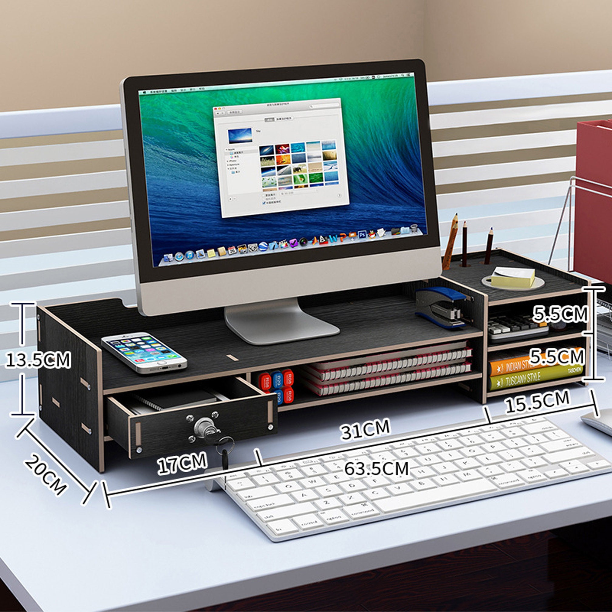 monitor stand desk organiser