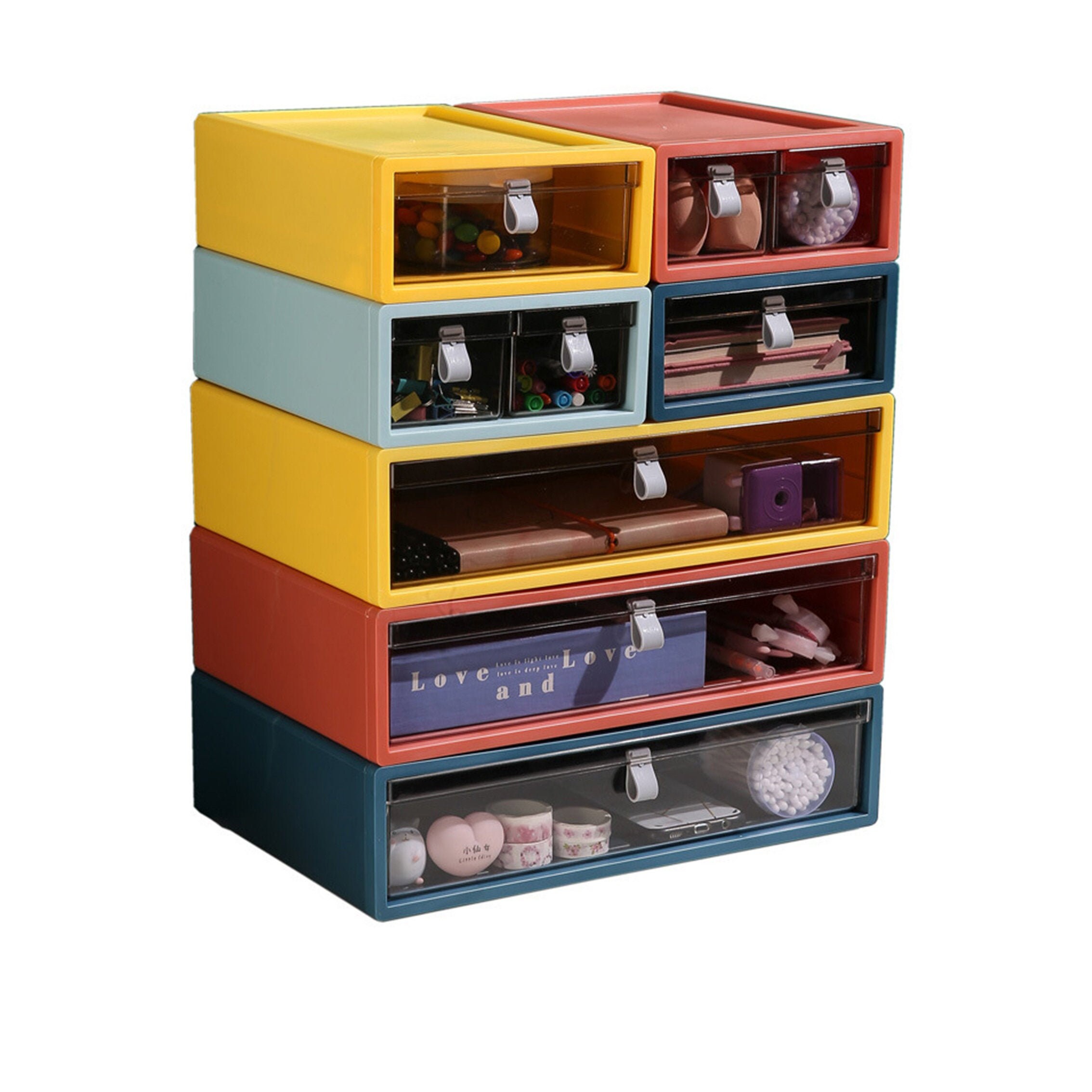 4Plastic Storage Drawer A4 Folder Box Organizer Cabinet Office Home Desktop Tidy 