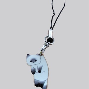 White cat, phone charm, kitten, cute cat, hanging cat, charm, dangle cat, white kitten, cute face cat, charm for phone, lanyard phone, kitty