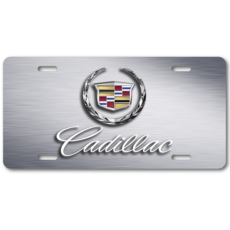 Cadillac Emblem Logo White Letters on Brushed Steel Aluminum Etsy