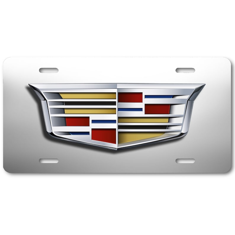 Cadillac Logo Inspired Art on White /& Gray Aluminum Novelty Auto Car License Tag Plate