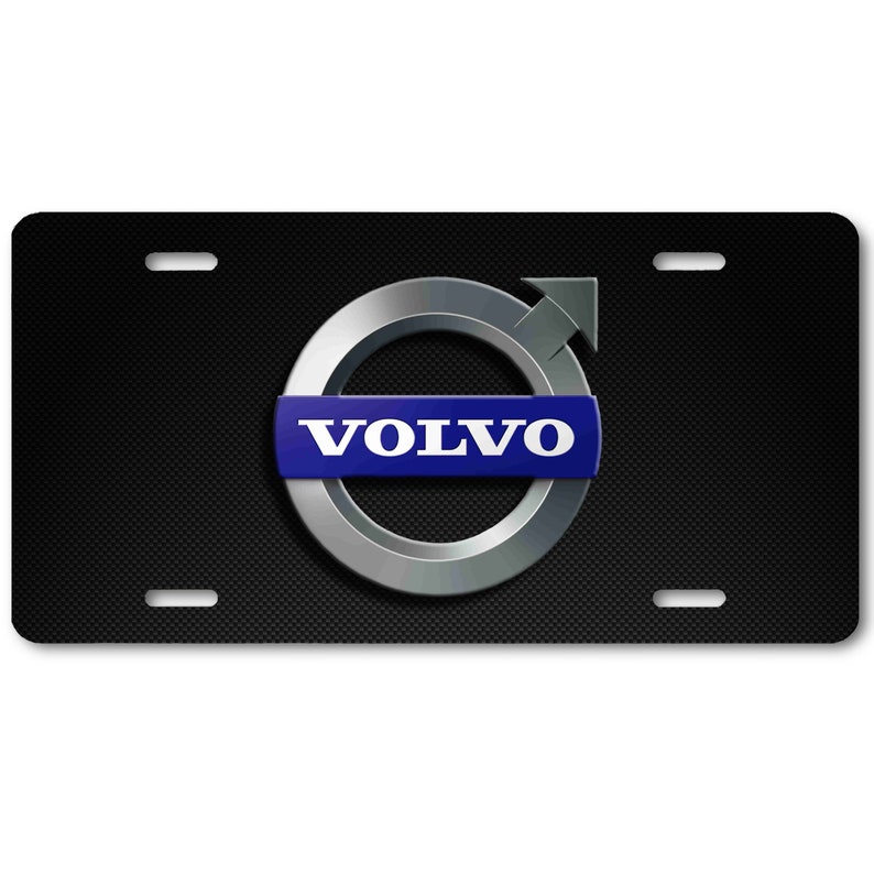 Volvo Logo Inspired Art on Carbon Fiber Flat Aluminum Novelty Auto Car License Tag Plate