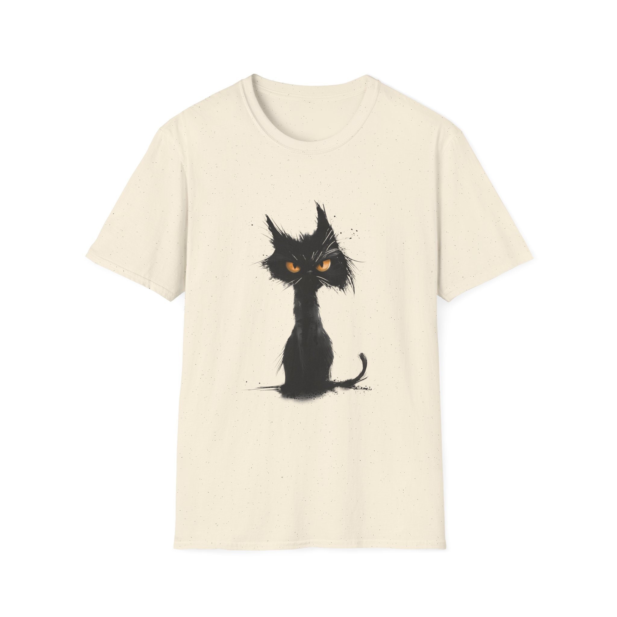 T-shirt Décontracté à Motif Chat Noir Et Doigt D'Honneur - Humour Grumpy Cat - Taille Unique Unisexe