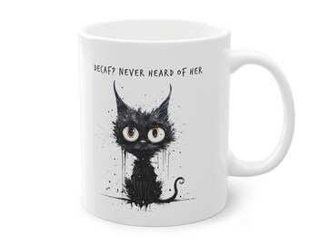 Funny Black Cat Coffee Mug, Quirky Cat Lover Gift
