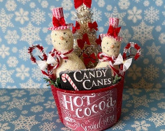 1:12 Christmas Hot Cocoa Snowman box, 1/12th Scale dollshouse miniatures, decorative snowman,