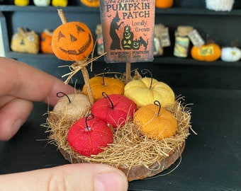 Harvest Pumpkin Patch Spooky Dollhouse Miniature I Dolls House Accessories | 1:12 Scale Fall Miniatures I Halloween Miniatures | Miniatures