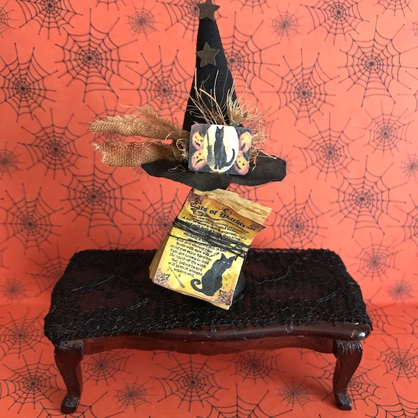 Spooky Witches Hat on stand, 1/12th Scale dollshouse miniatures