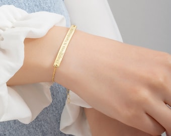 Personalized Sterling Silver Bar Bracelet: Custom Name Bracelet