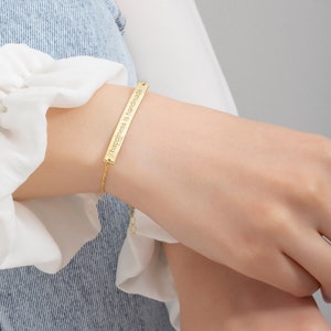 Personalized Sterling Silver Bar Bracelet: Custom Name Bracelet