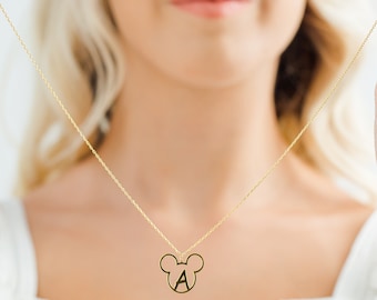 Personalized Mouse Necklace: Initial Charm, Custom Jewelry Gift