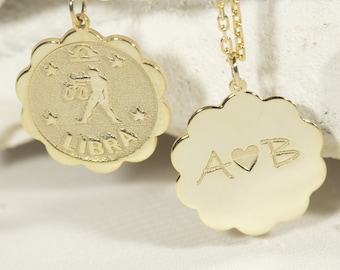 Zilveren Weegschaal ketting * Zodiac ketting * dubbele zijde ketting * sterrenbeeld ketting * verjaardag zodiac beste vriend cadeau * cadeau voor haar