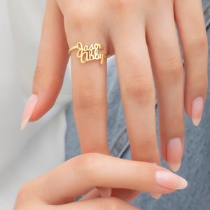 Bague double nom * Bague à deux noms en argent sterling * Cadeau pour elle * Cadeau du meilleur ami