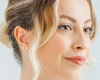 Sterling Silver Stud Earrings: Initial Letter, Rose Gold, Gold