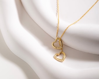 Sterling Silver Double Heart Necklace: Interlocking Infinity Pendant