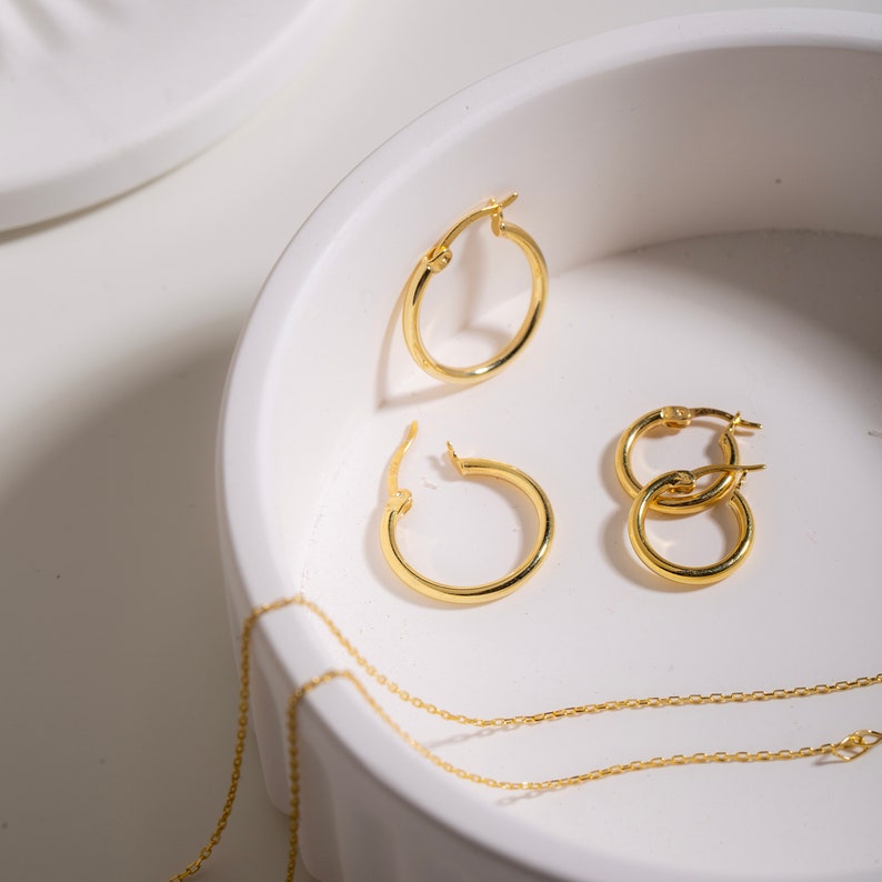Hoop Earrings, Silver Hoop Earrings, Christmas Gift, 6mm Hoop Earrings, Gold Earrings image 9