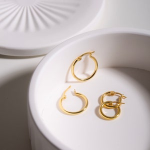 Hoop Earrings, Silver Hoop Earrings, Christmas Gift, 6mm Hoop Earrings, Gold Earrings image 3