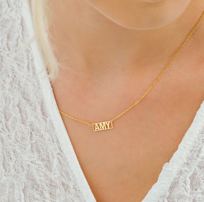 Gift For Mom Name Necklace Name Plate Necklace Customized Silver Necklace Gold Name Necklace Mothers Day Gift image 4