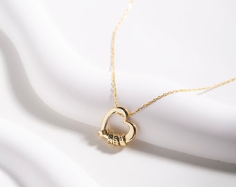 Hart ketting • Hart en cirkels ketting • Gepersonaliseerd cadeau • Aangepaste kindernaamringen • Eeuwigheid ketting • Kerstcadeau