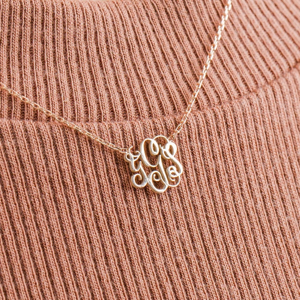 Dainty Monogram Necklace, Silver Monogram Necklace, Christmas Gift, Personalized Monogram Jewelry, Bridesmaids Gifts