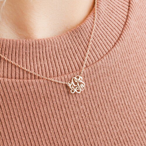 Dainty Monogram Necklace, Custom Monogram Necklace, Valentine's Day Gift, Christmas Gift, Personalized Monogram Jewelry, Bridesmaids Gifts
