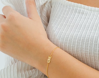 Sterling Silver Nameplate Bracelet: Personalized Initial Charm