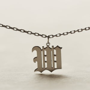 Gothic Necklace, Silver Initial Necklace, Gold Initial Necklace, Old English Letter Necklace, Gothic Initial Necklace