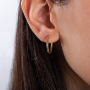 Hoop Earrings, Silver Hoop Earrings, Christmas Gift, 6mm Hoop Earrings, Gold Earrings image 6