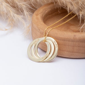Linked Circle Necklace •  Family Necklace • Personalized Gift • Custom Children Name Rings • Christmas Gift • Gift For Her