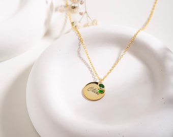 Name and Birthstone Necklace, Family Necklace, Family Birthstone Necklace, Initial and Birthstone Necklace, Personalized Gold Necklace