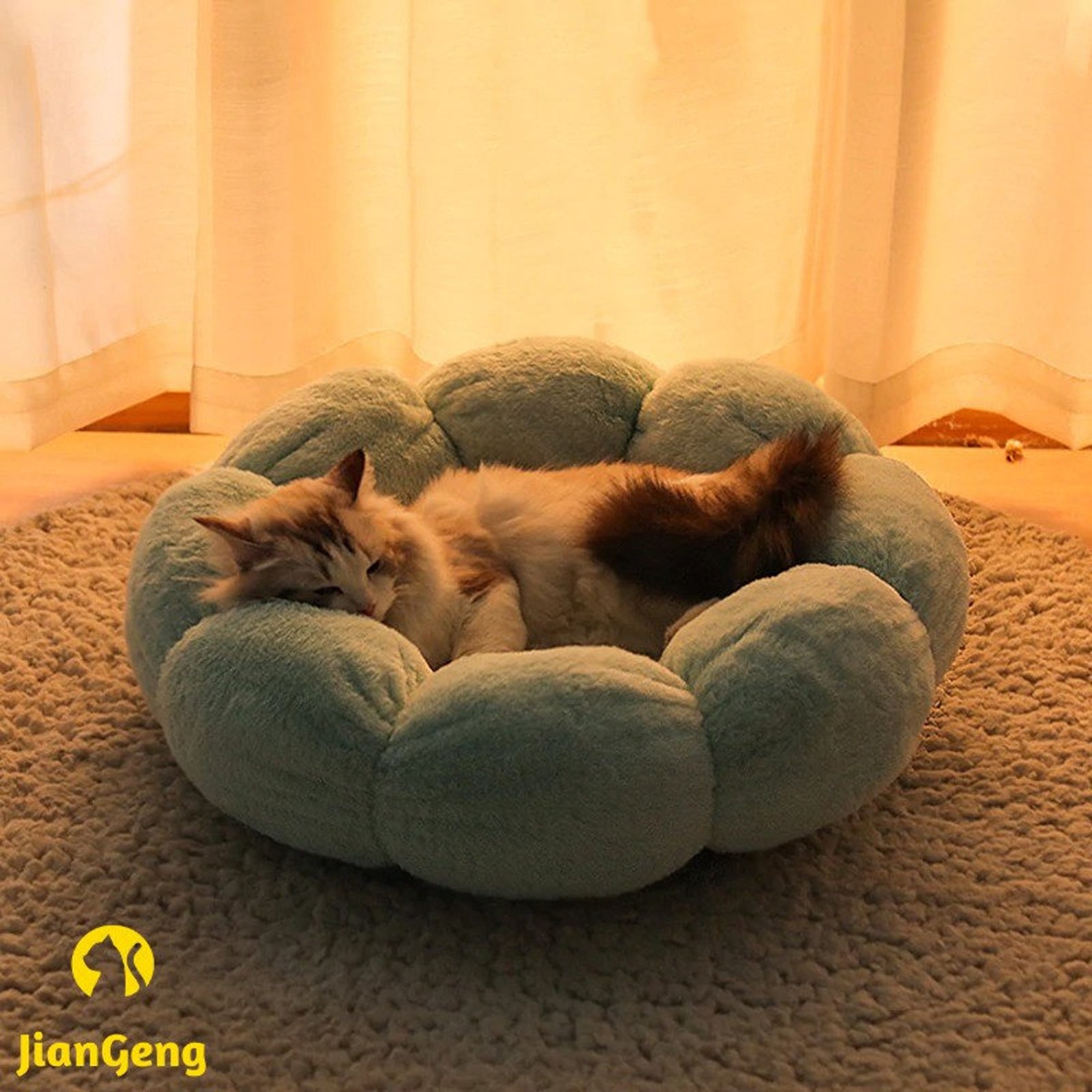 Flower Shaped Cat Bed Indoor Cozy Pet Beds Ultra Soft Plush Etsy
