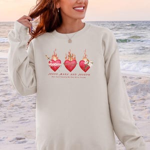 Sacred Heart of Jesus Sacred Heart Sweatshirt Trust In The Lord Teen Baptism Gift Faith Based Christian Crewneck Christian Merch Godparent