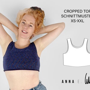 Sewing pattern top, cropped, paper cut, sewing instructions, digital, PDF pattern, minimalist