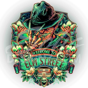 Custom Freddy Krueger Welcome to Elm Street Design in svg, png, jpg, Sublimation with NO Background