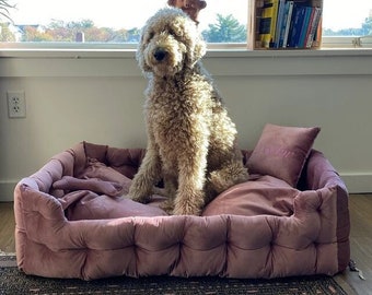 Velour Pet Bed: Purple Hypoallergenic Dog Bed