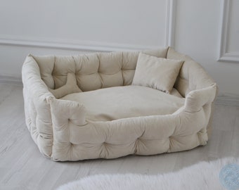 Indestructible sofa for large dogs in ivory with personalization