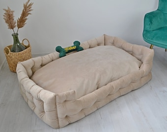 Hondenmand grote hond, gepersonaliseerd lichtbruin, wasbaar,