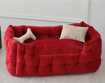 Chew-Proof Velour Pet Bed: Washable Calming Cat/Dog Bed