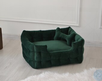 Dog Bed, Emerald green, Machine washable, Medium dog bed, Pet couche, Bed for large dog, Outdoor dog bed, Mustard Dog Bed, Labrobor Bed