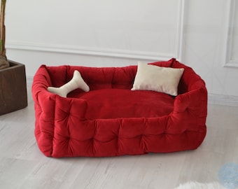 Dog Bed, Casper dog bed, raised dog bed, elevated dog bed, Handmade Dog Bed, Zipper design, Large dog bed, Extra large size, Red Dog Bed