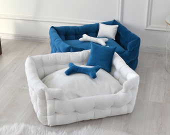 Dog Bed Washable Calming: Anti-Claw Velour Pet Sofa