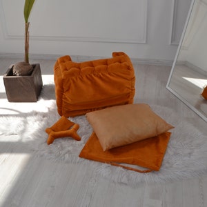 Pet anxiety bed for large dogs in orange with personalization image 6