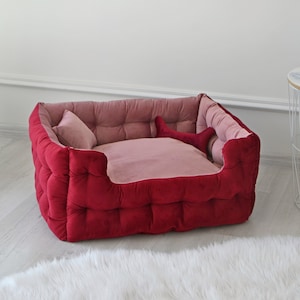 Handmade Elevated Dog Bed: Anti-Claw Velour, Removable Pillowcase