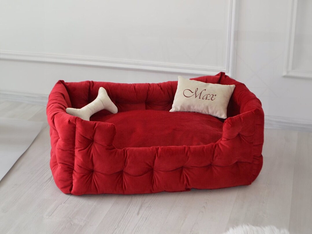 Dog Bed Personalized Pet Pillow Calming Dog Bed Red Large Pet Bed dog-bed-personalized-pet-pillow-calming-dog-bed-red-large-pet-bed