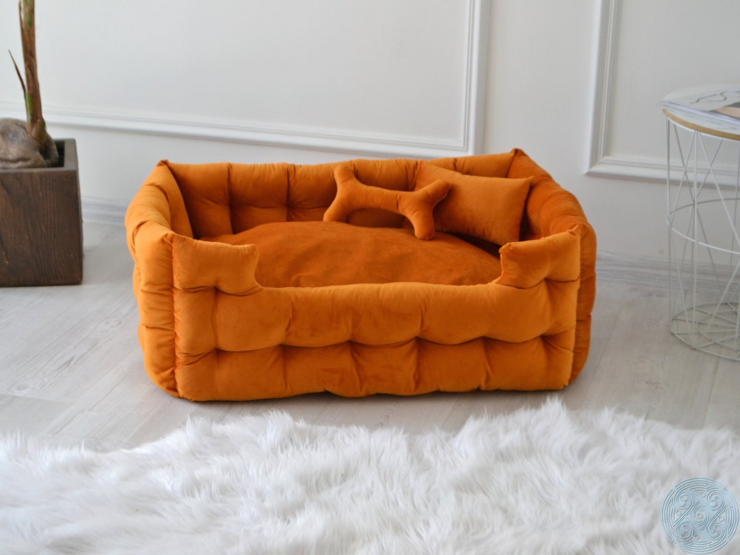 Dog Bed, Redhead dog bed, raised dog bed, elevated dog bed, Handmade Dog Bed, Zipper design, Large dog bed, Extra large size, Orange Dog Bed