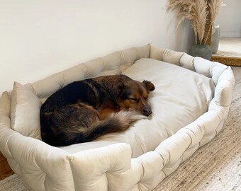 Sofá indestructible para perros grandes en color marfil con