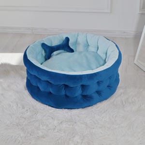 Antianxiety snuggle bed for dogs dark blue, washable